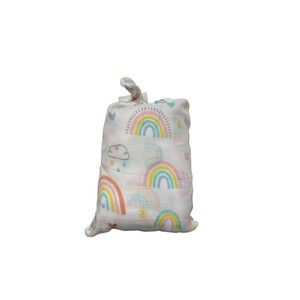 Stephan Baby Bamboo Cotton Swaddle Blanket Rainbow Heart Pastel White 45x45